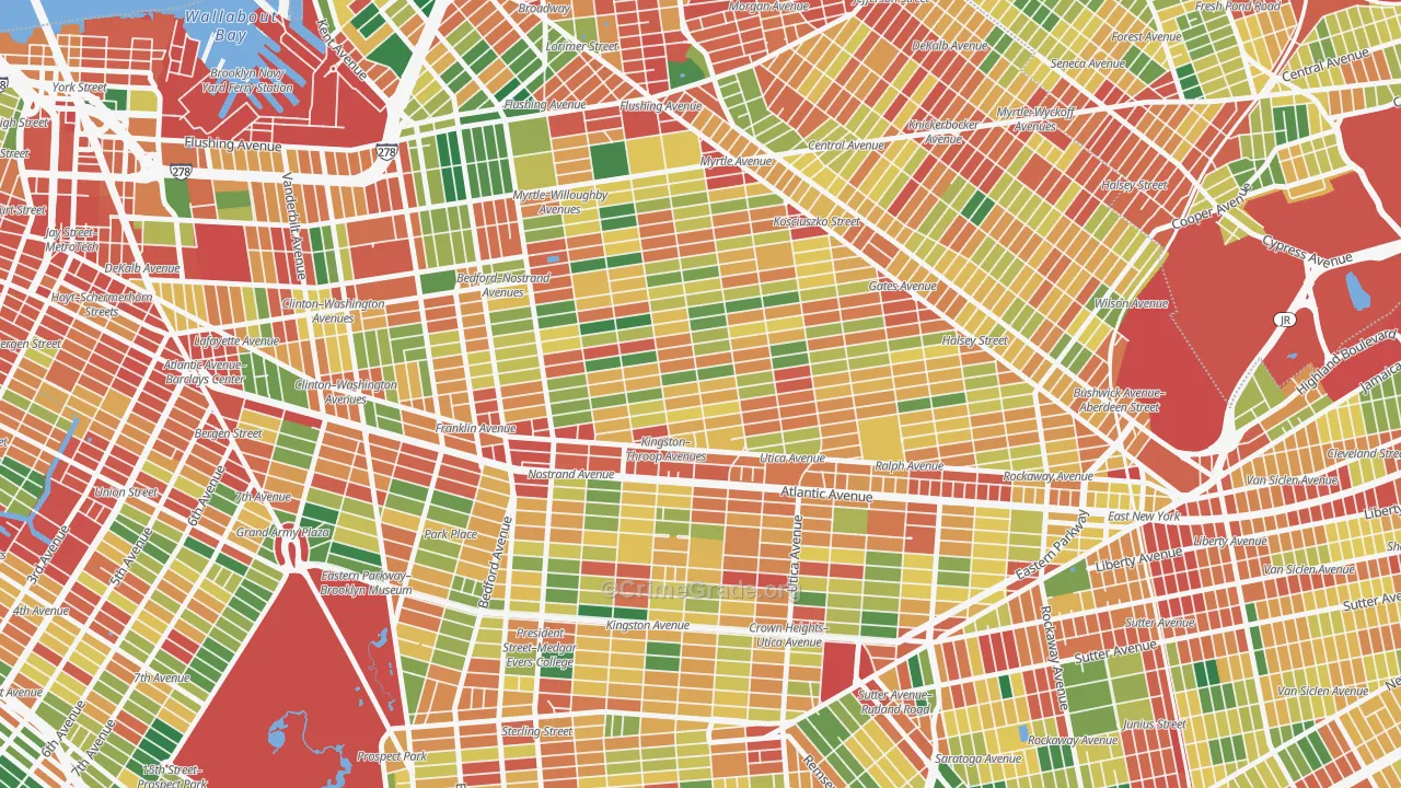 Bedford-Stuyvesant, Brooklyn, NY Map of Theft Rates