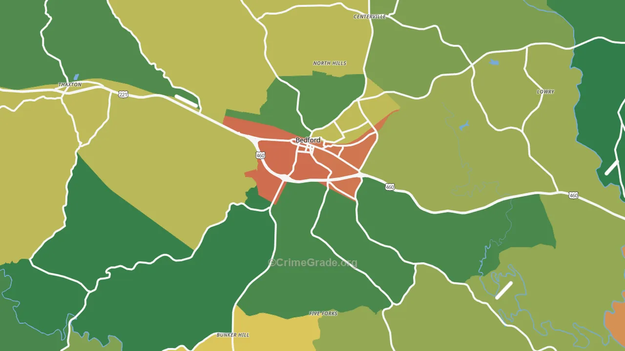 Bedford, VA Map of Theft Rates