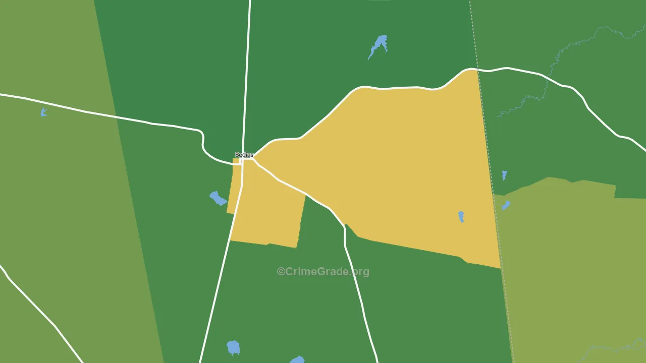 Bedias, TX Map of Theft Rates