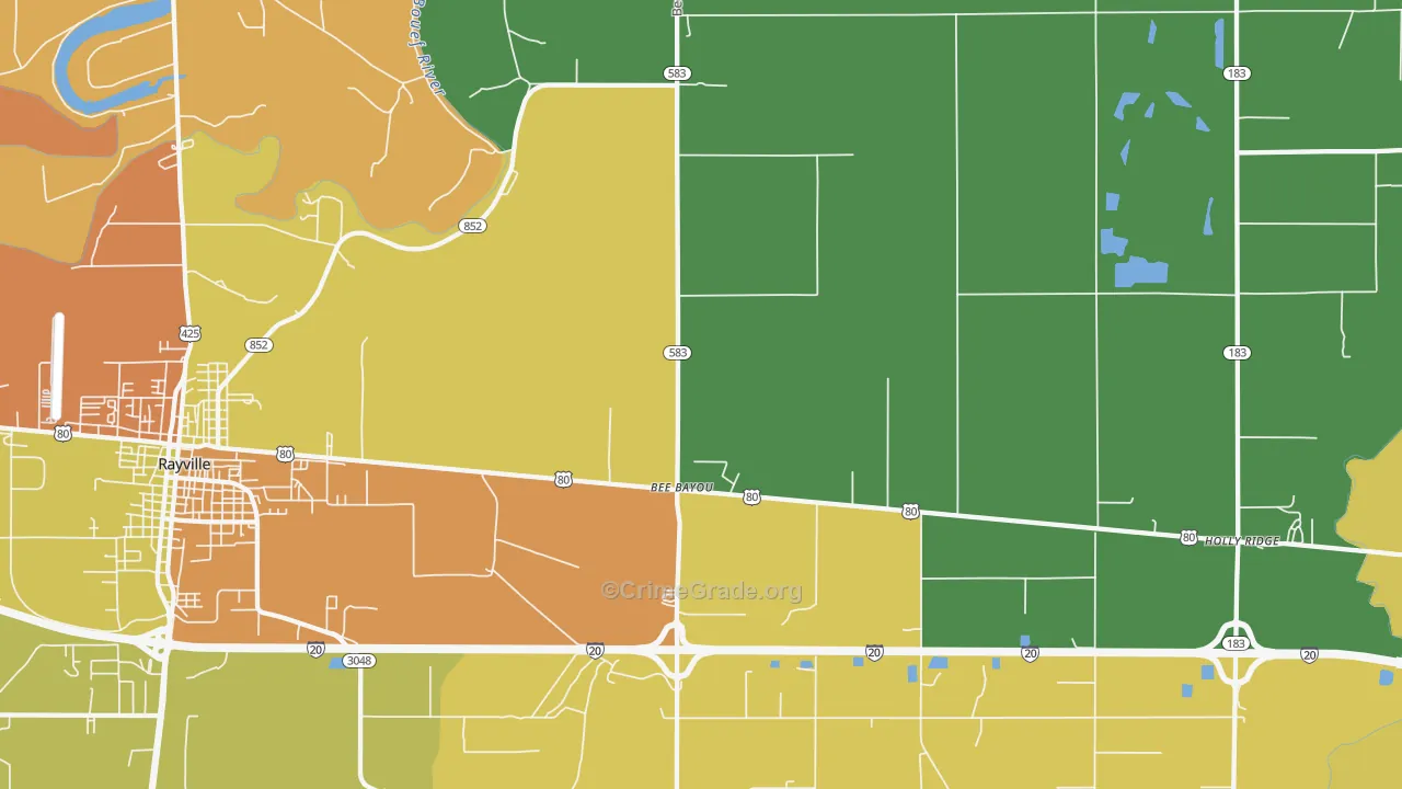 Bee Bayou, LA Map of Theft Rates