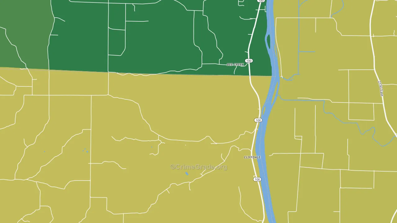 Bee Creek, IL Map of Theft Rates