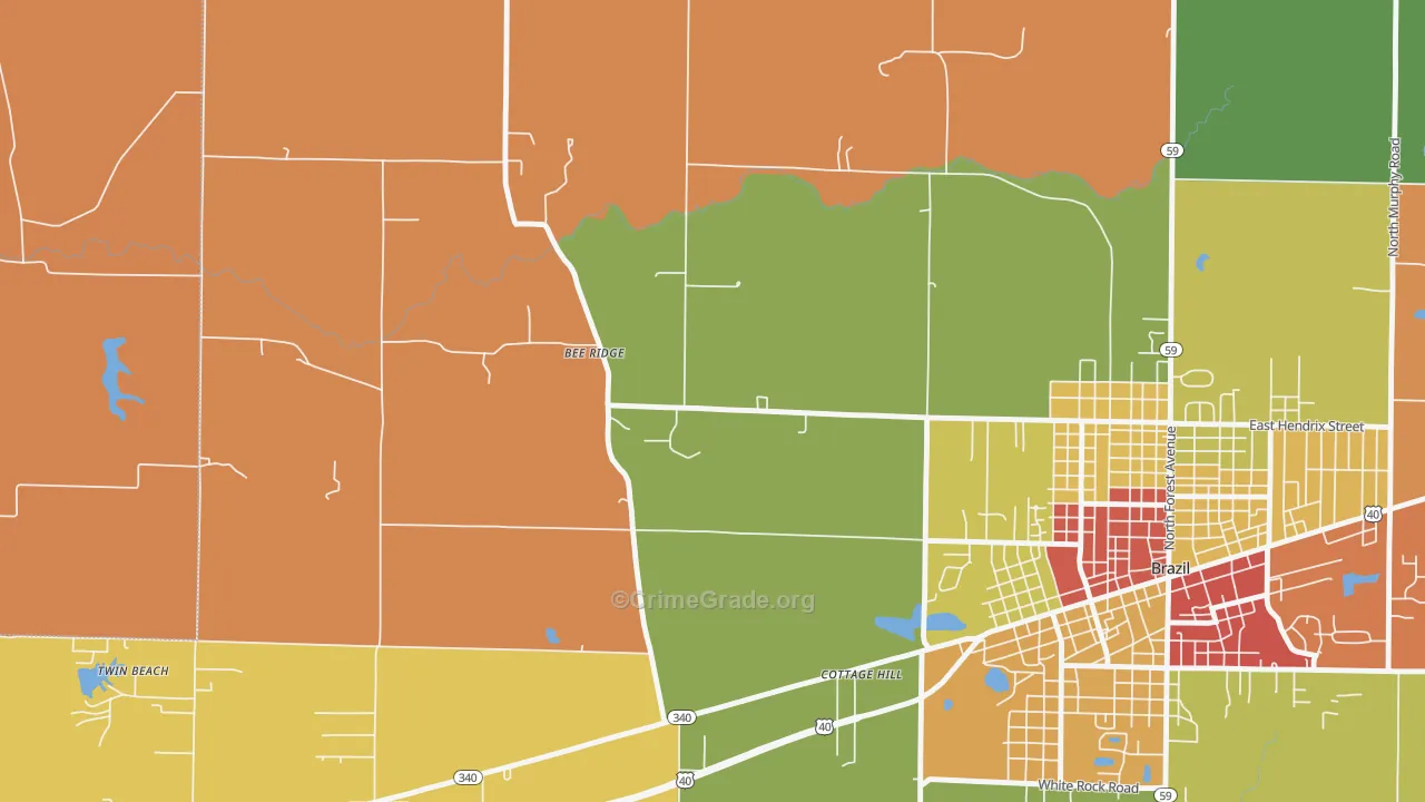 Bee Ridge, IN Map of Theft Rates