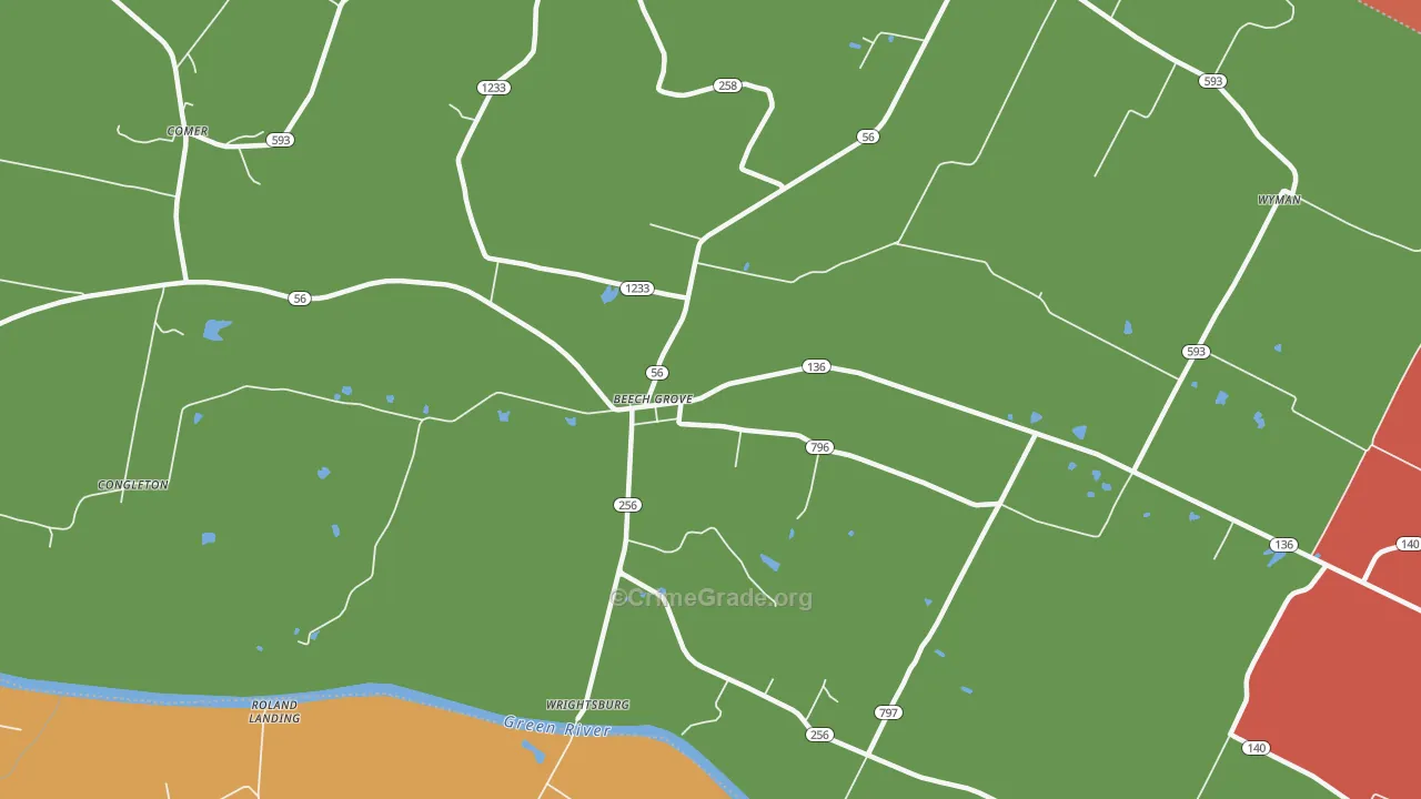 Beech Grove, KY Map of Theft Rates