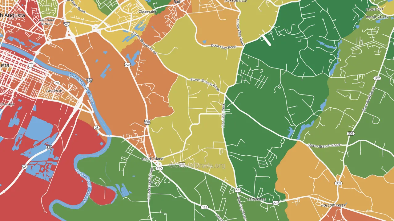 Beech Island, SC Map of Theft Rates