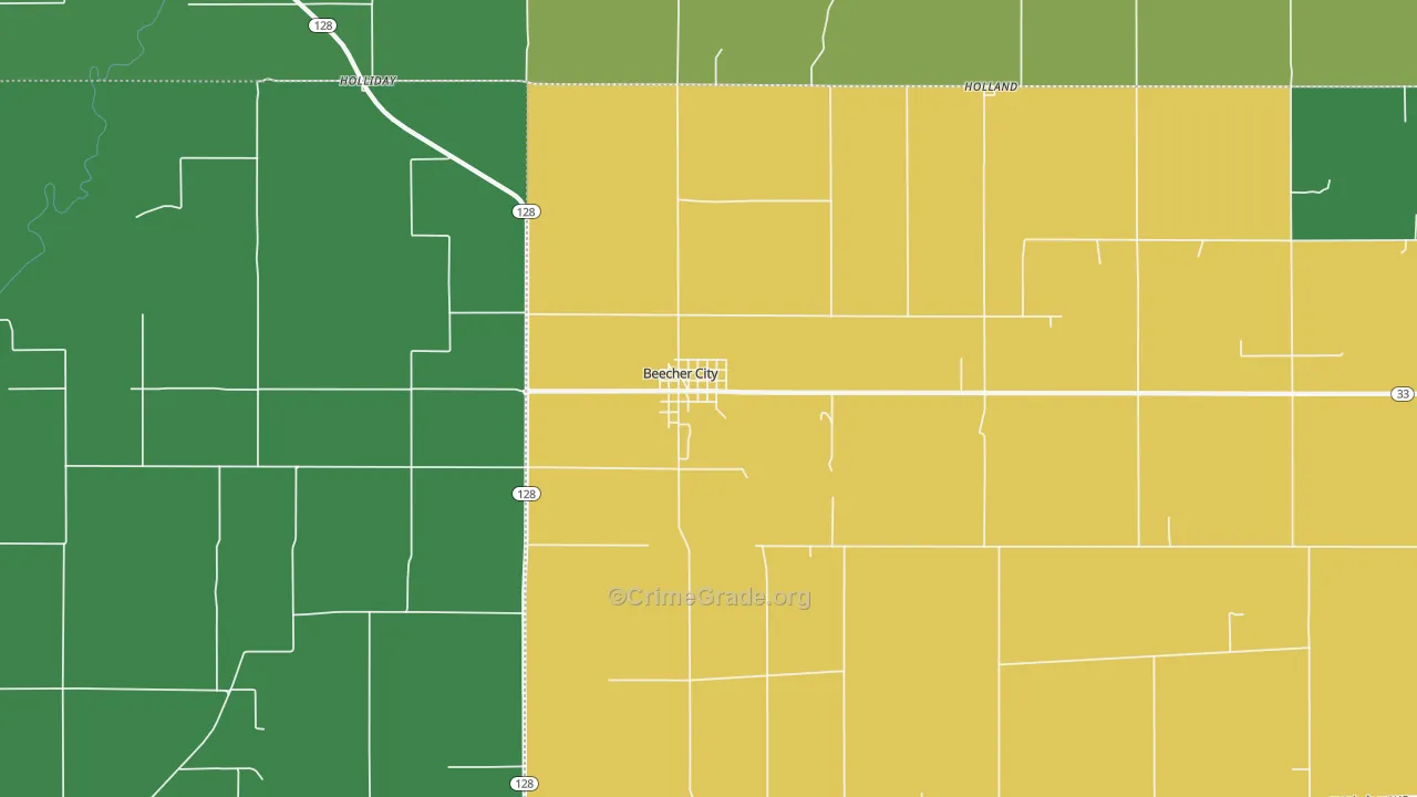 Beecher City, IL Map of Theft Rates