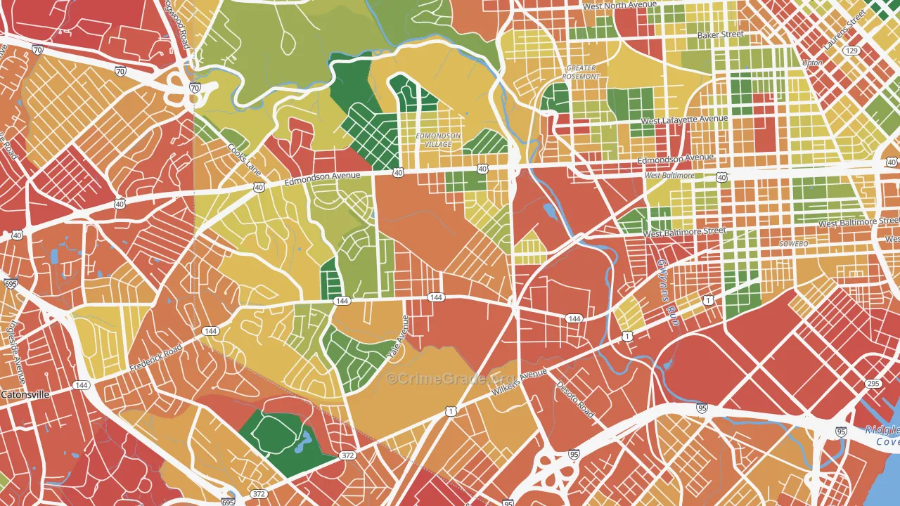 Beechfielf-Irvington Area, Baltimore, MD Map of Theft Rates