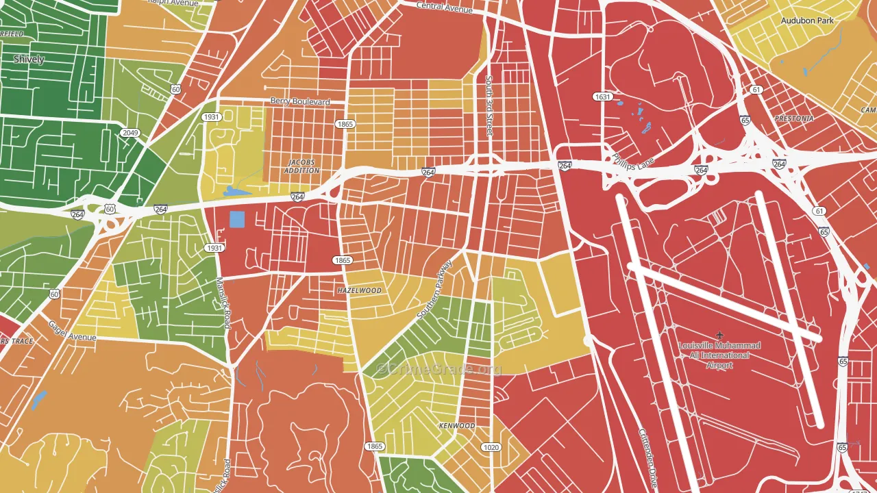 Beechmont, Louisville, KY Map of Theft Rates