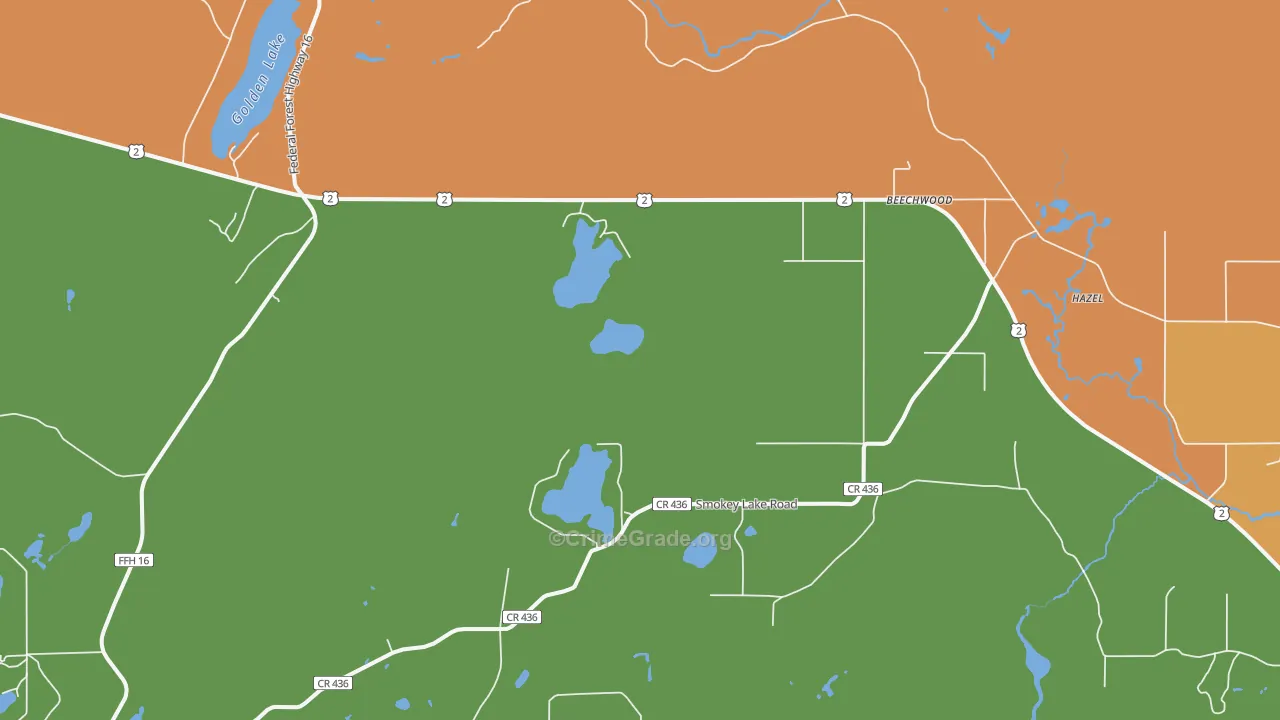 Beechwood, MI Map of Theft Rates
