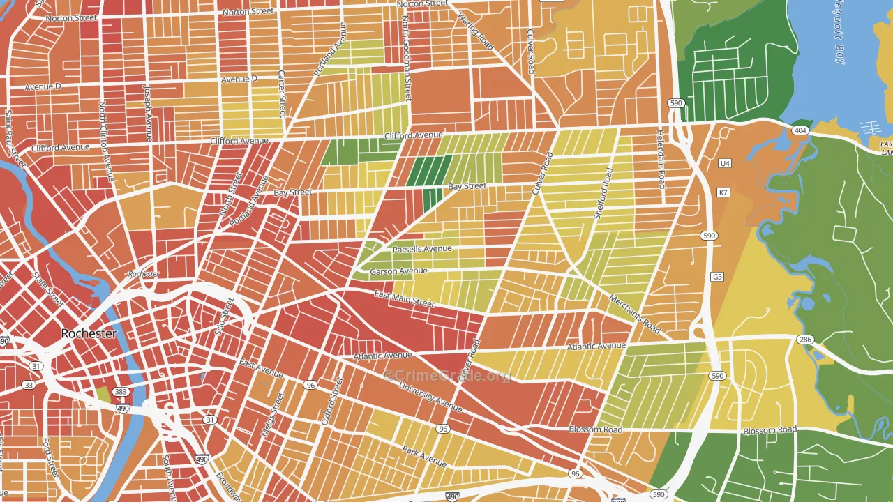 Beechwood, Rochester, NY Map of Theft Rates