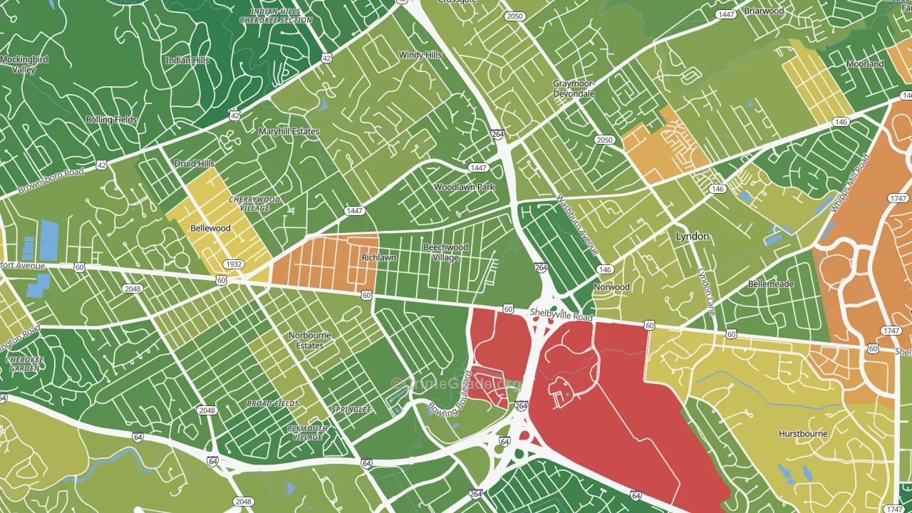 Beechwood Village, KY Map of Theft Rates