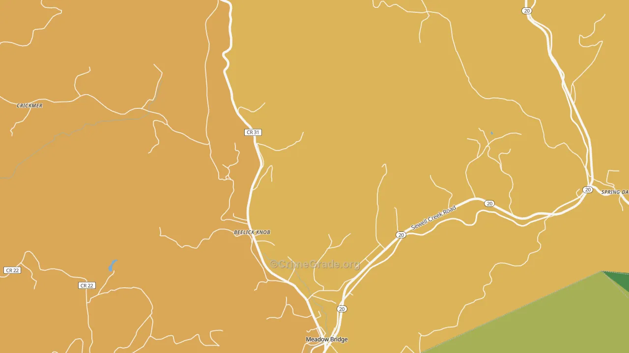 Beelick Knob, WV Map of Theft Rates