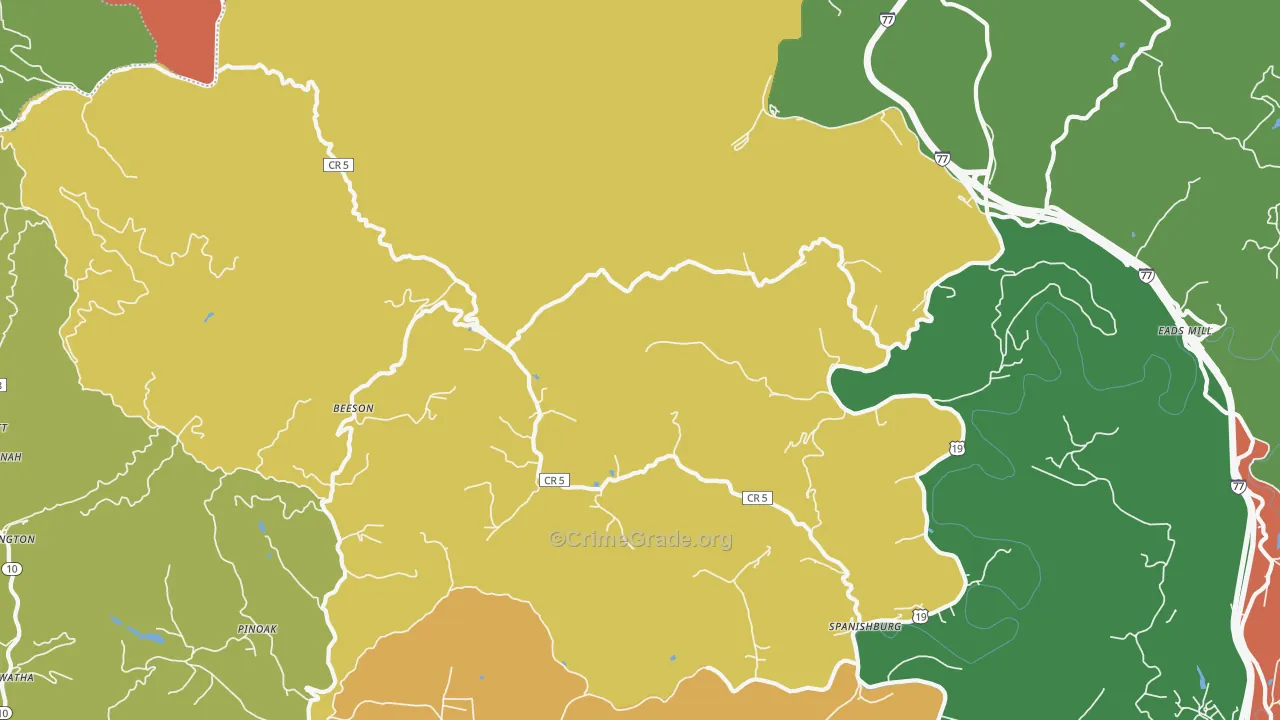 Beeson, WV Map of Theft Rates