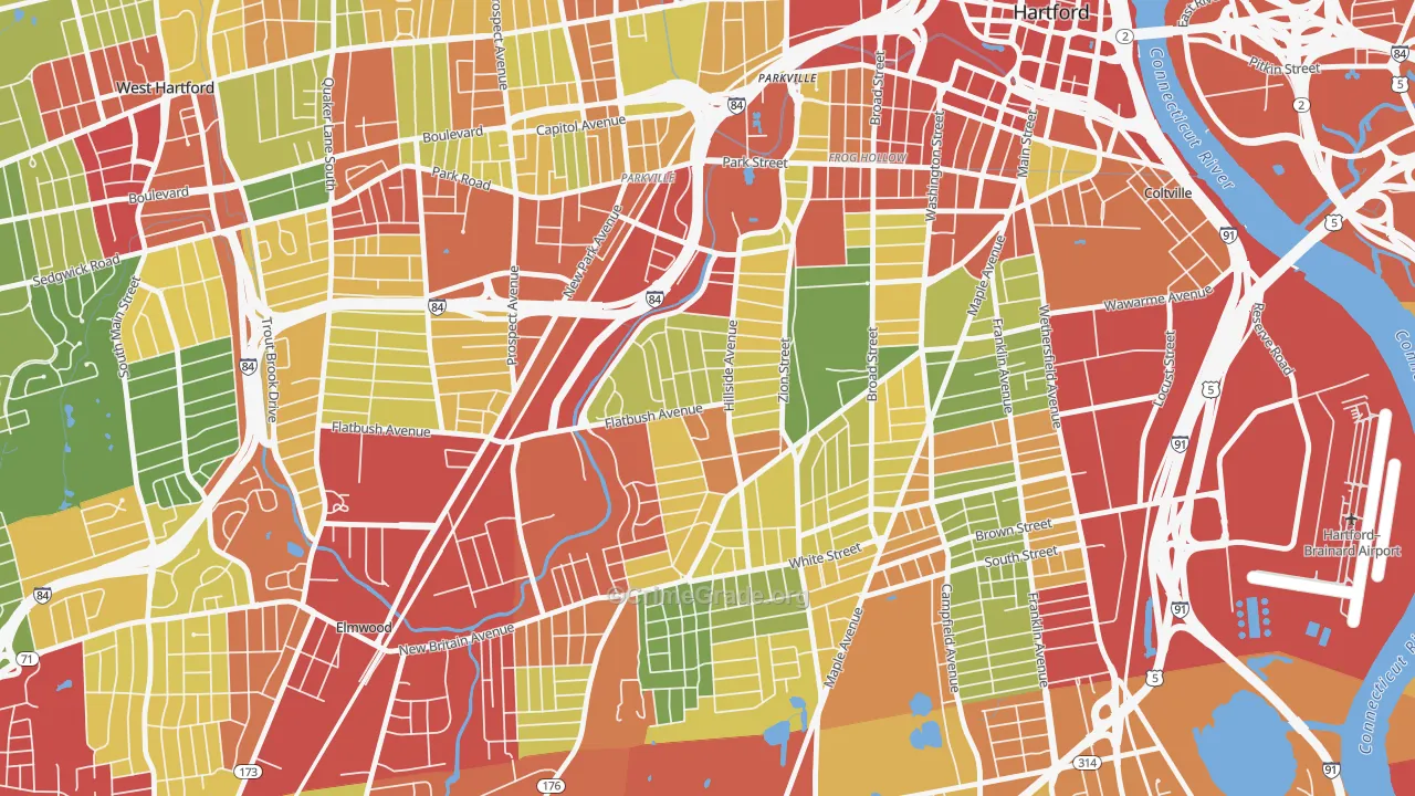 Behind The Rocks, Hartford, CT Map of Theft Rates