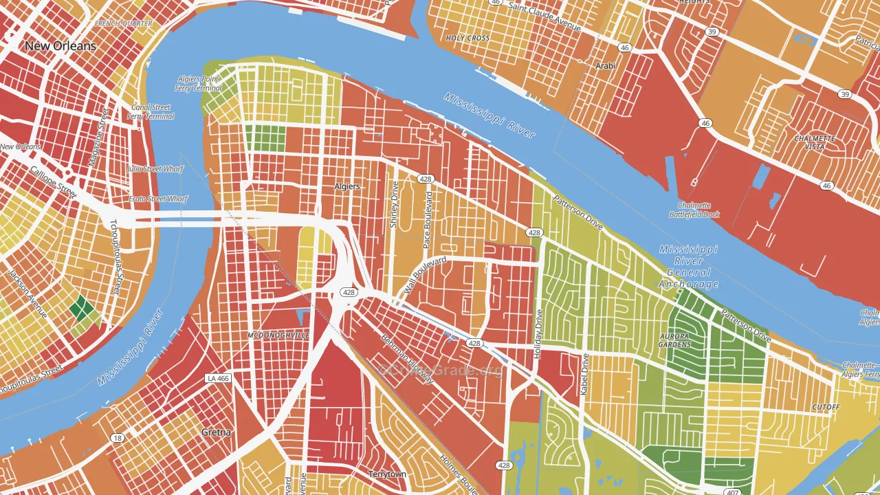 Behrman, New Orleans, LA Map of Theft Rates
