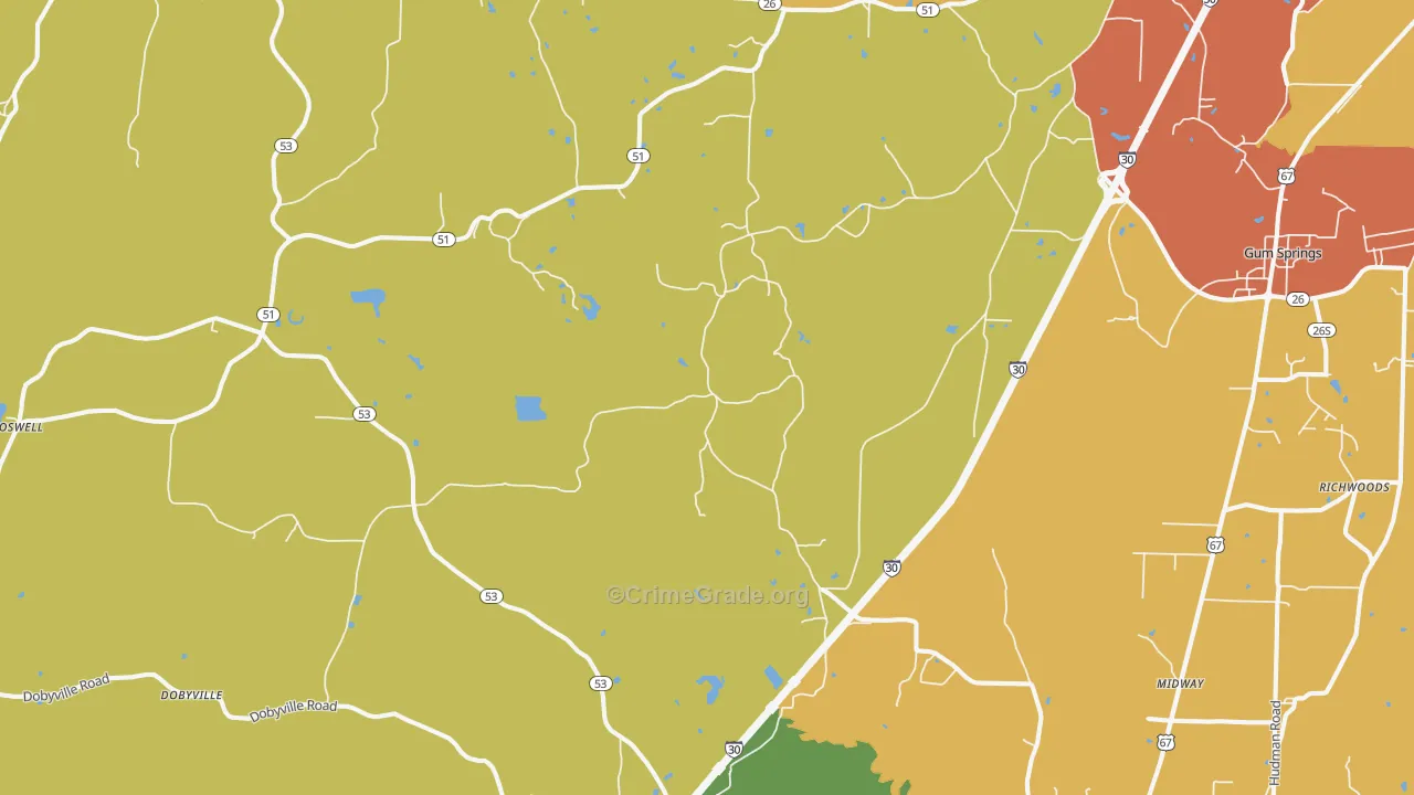 Beirne, AR Map of Theft Rates