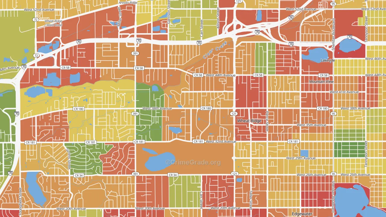 Bel Aire, Wheat Ridge, CO Map of Theft Rates