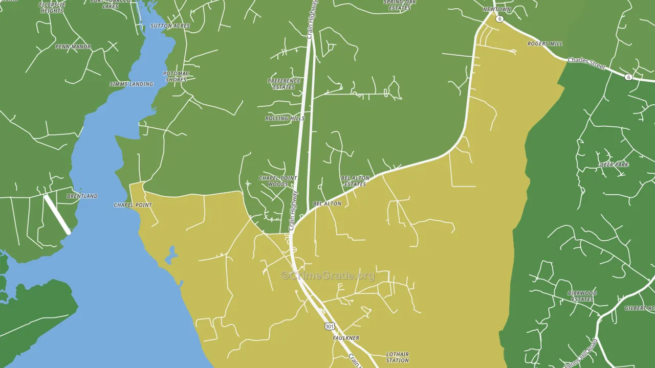 Bel Alton, MD Map of Theft Rates