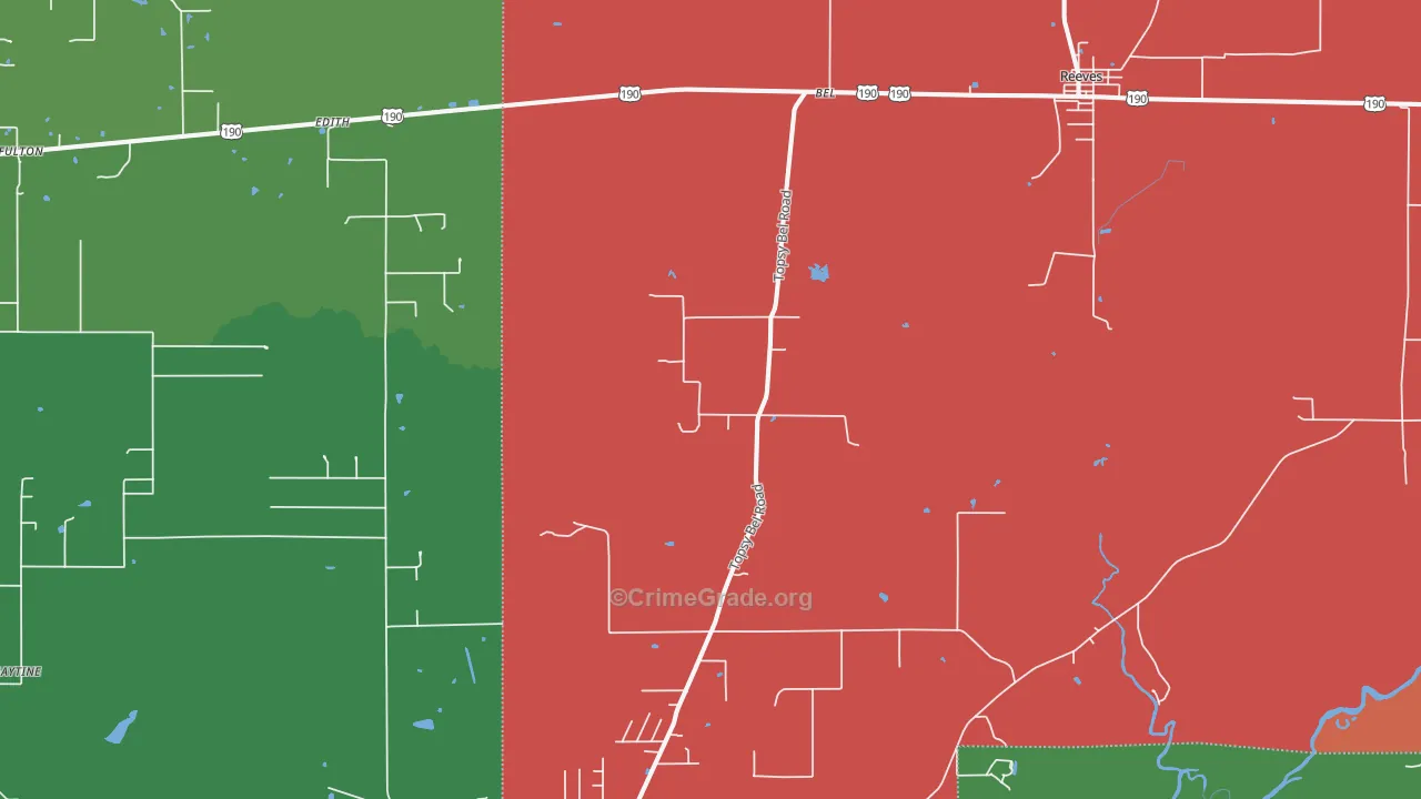Bel, LA Map of Theft Rates