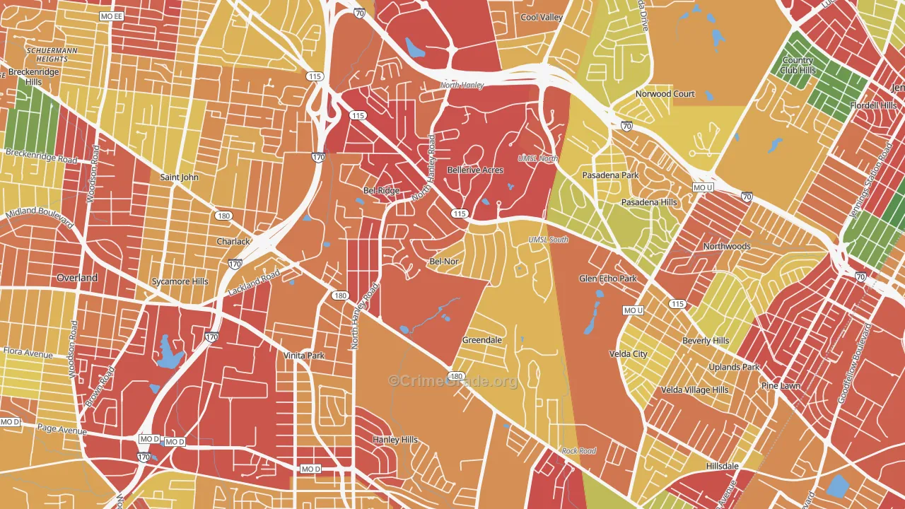 Bel-Nor, MO Map of Theft Rates