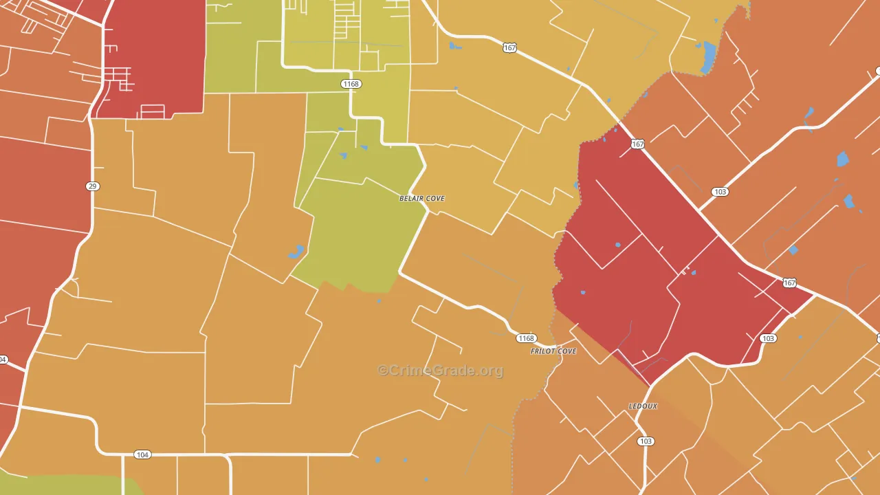 Belair Cove, LA Map of Theft Rates