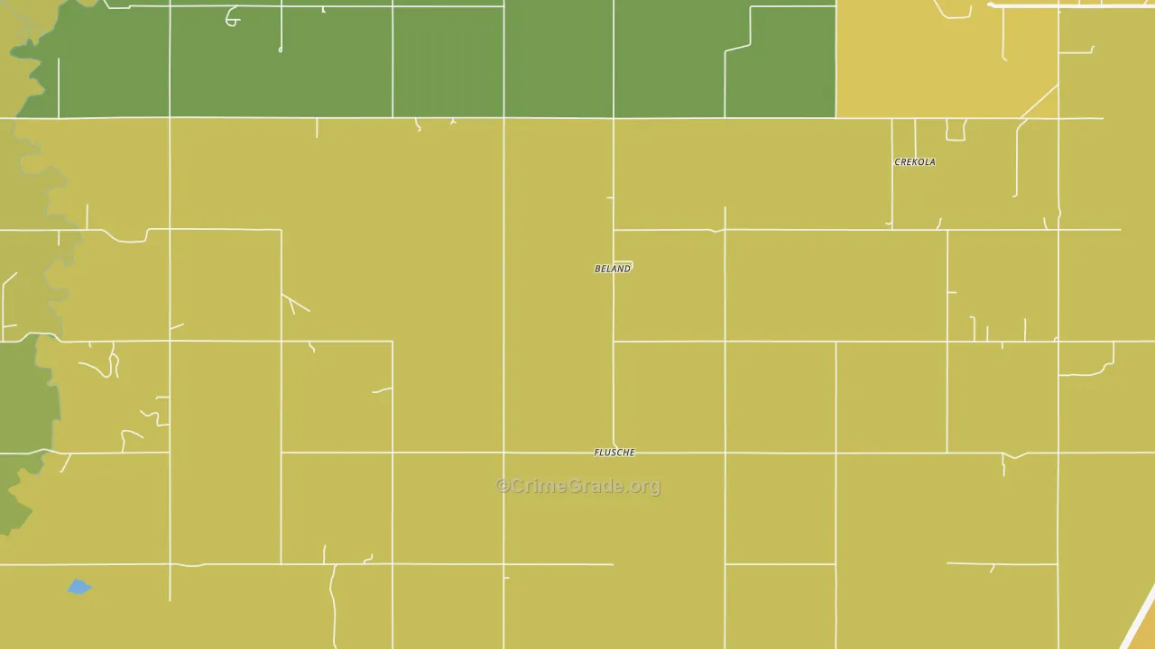Beland, OK Map of Theft Rates