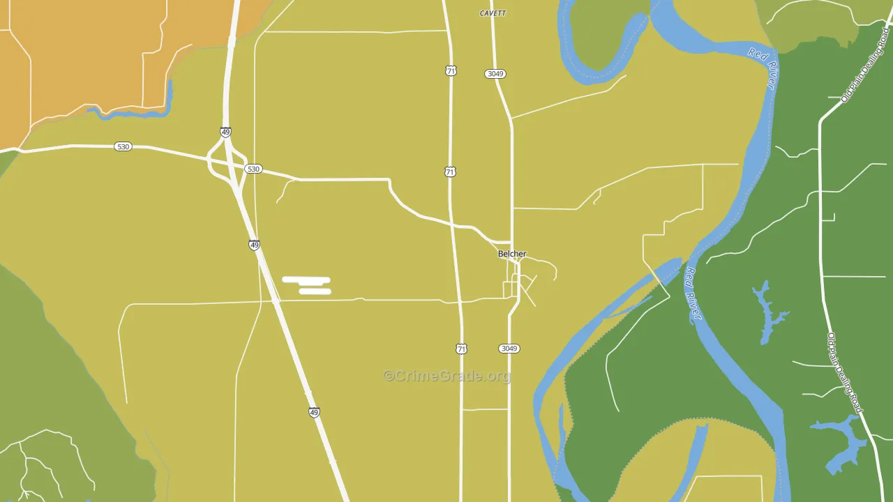 Belcher, LA Map of Theft Rates