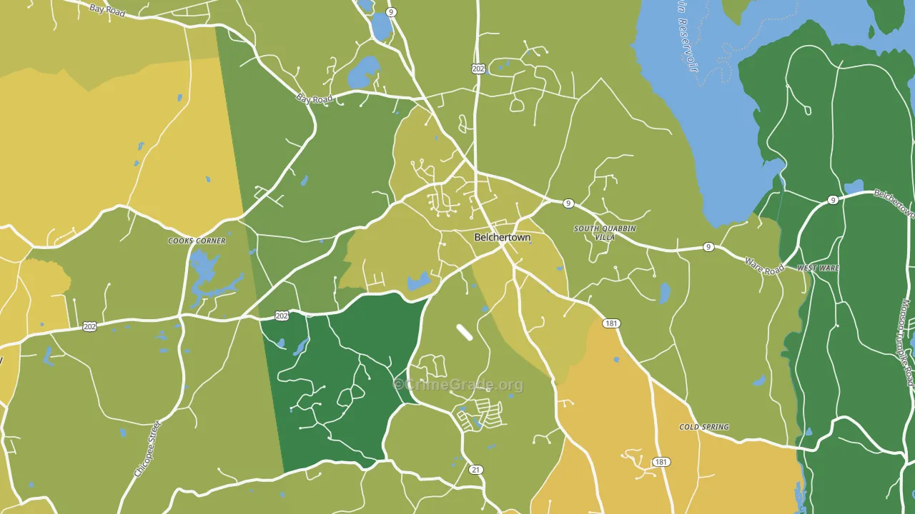 Belchertown, MA Map of Theft Rates