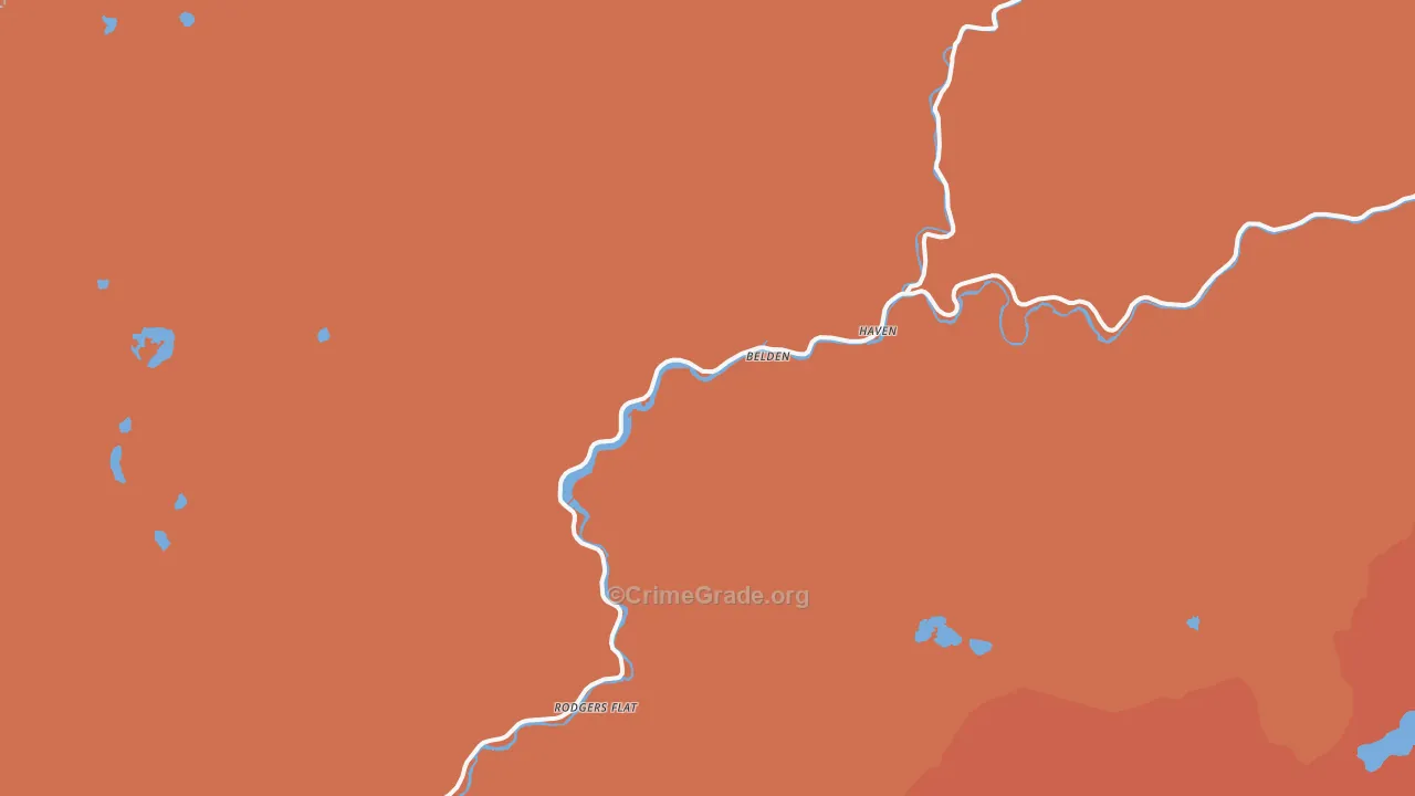 Belden, CA Map of Theft Rates