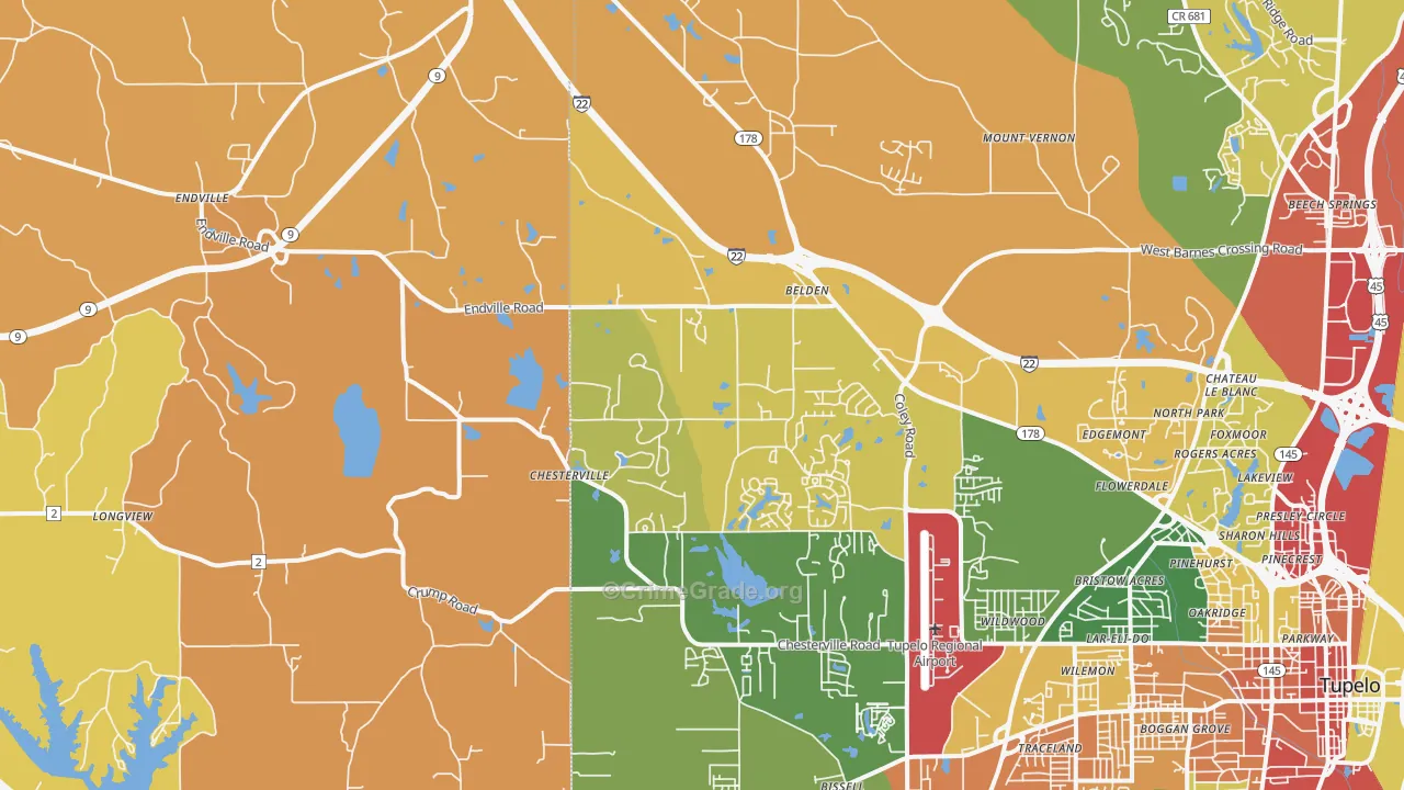 Belden, MS Map of Theft Rates