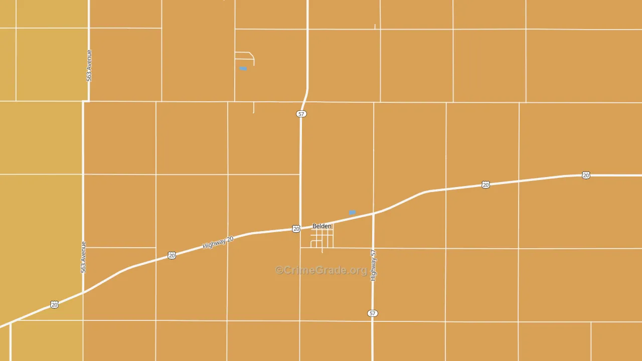 Belden, NE Map of Theft Rates