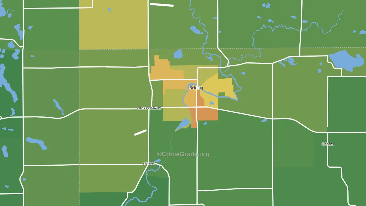 Belding, MI Map of Theft Rates