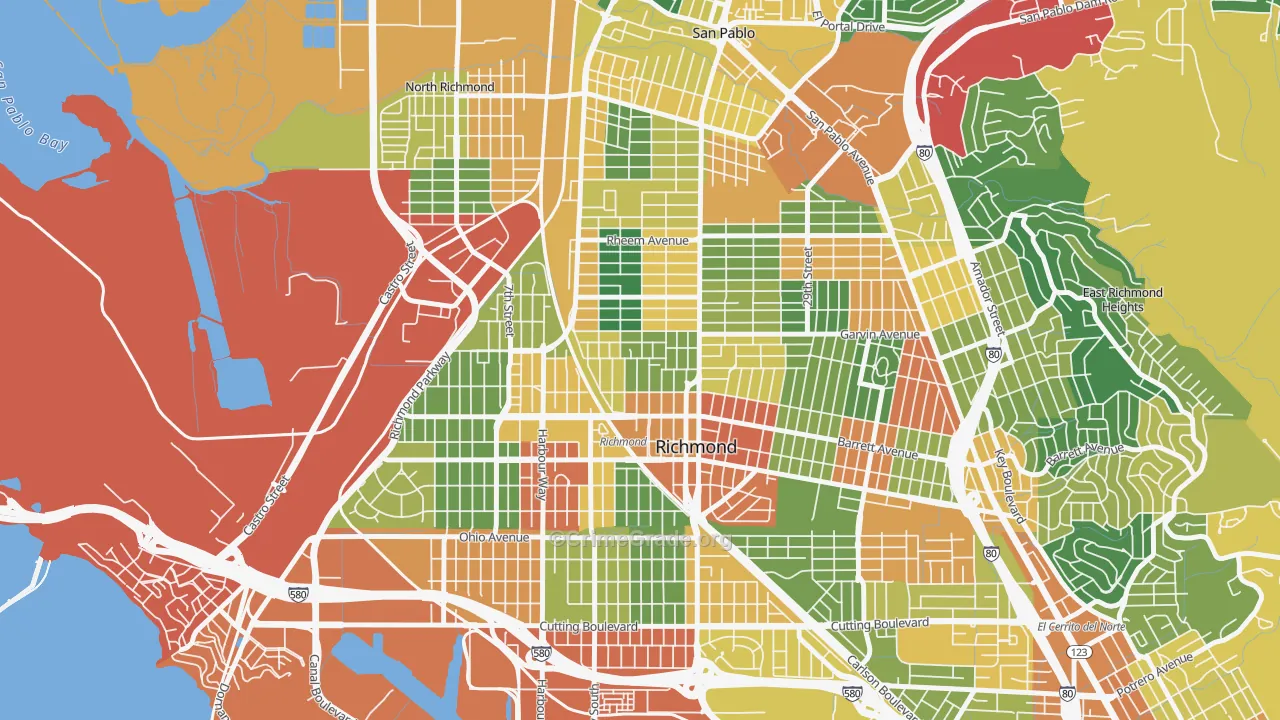 Belding Woods, Richmond, CA Map of Theft Rates