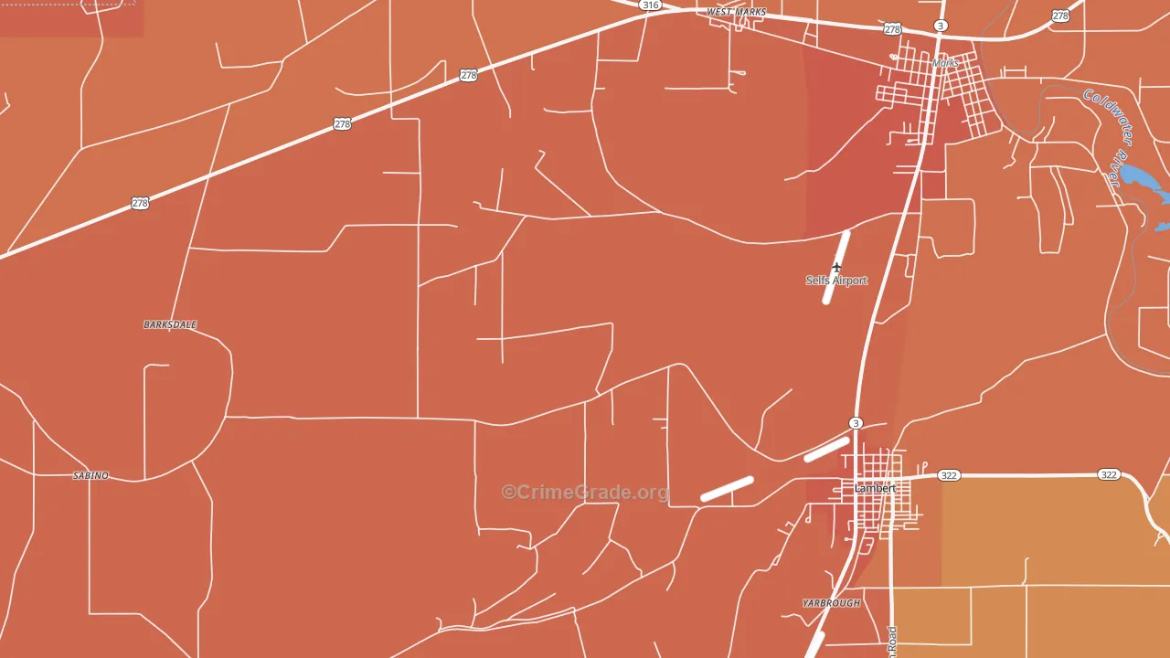 Belen, MS Map of Theft Rates