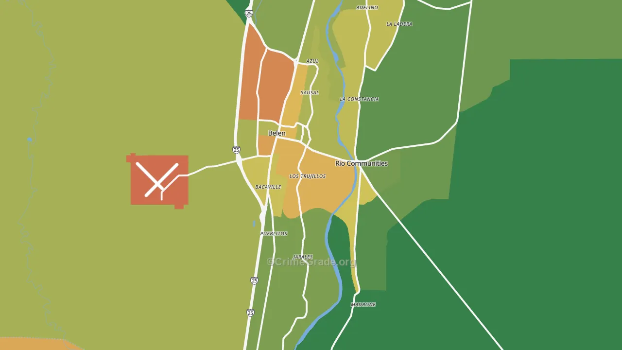Belen, NM Map of Theft Rates