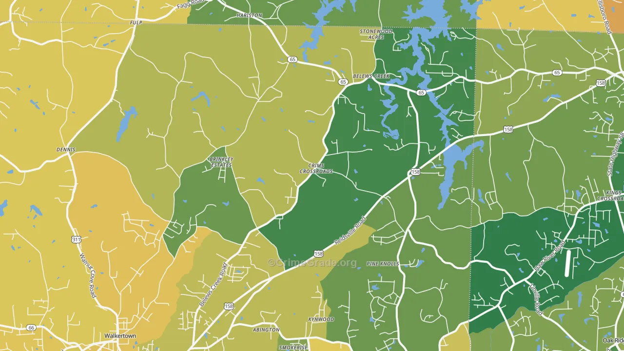 Belews Creek, NC Map of Theft Rates