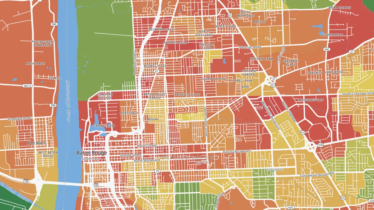 Belfair, Baton Rouge, LA Map of Theft Rates