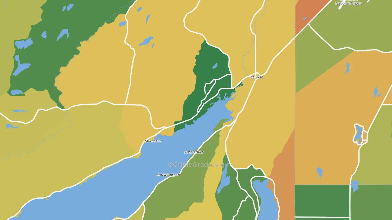 Belfair, WA Map of Theft Rates