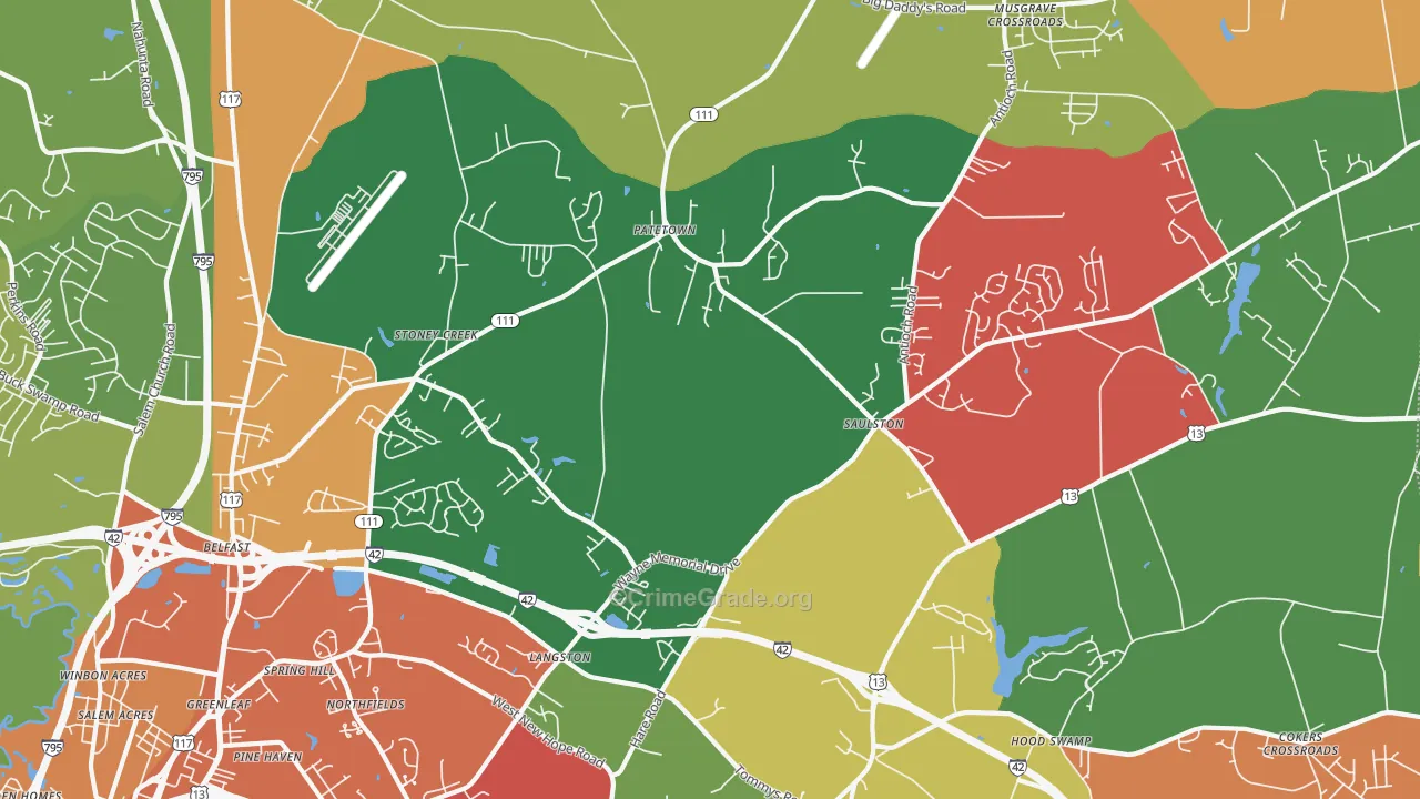 Belfast, NC Map of Theft Rates