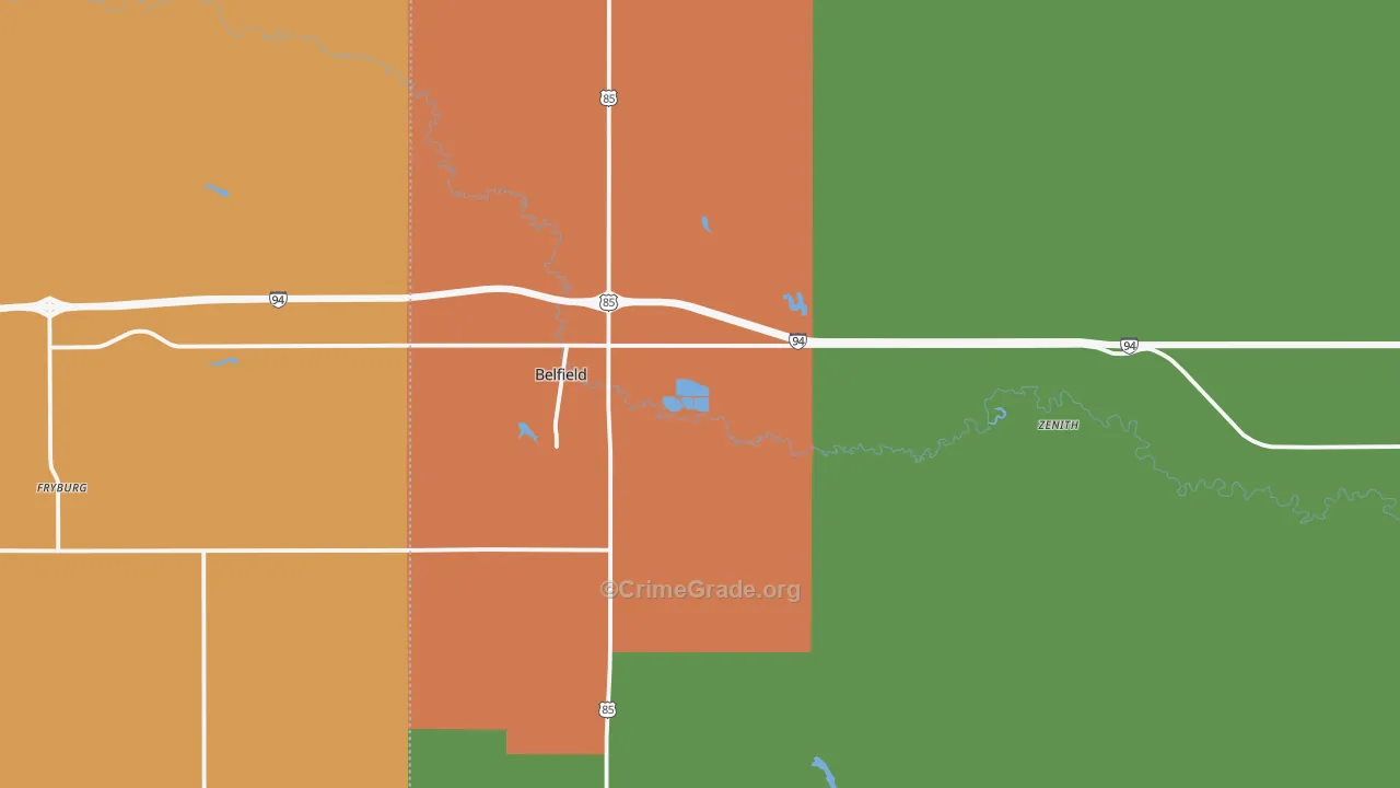 Belfield, ND Map of Theft Rates