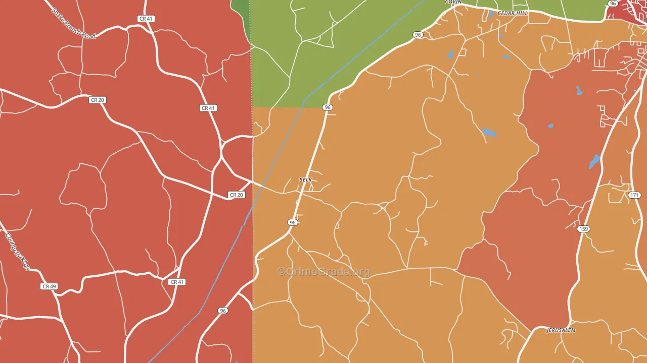 Belk, AL Map of Theft Rates