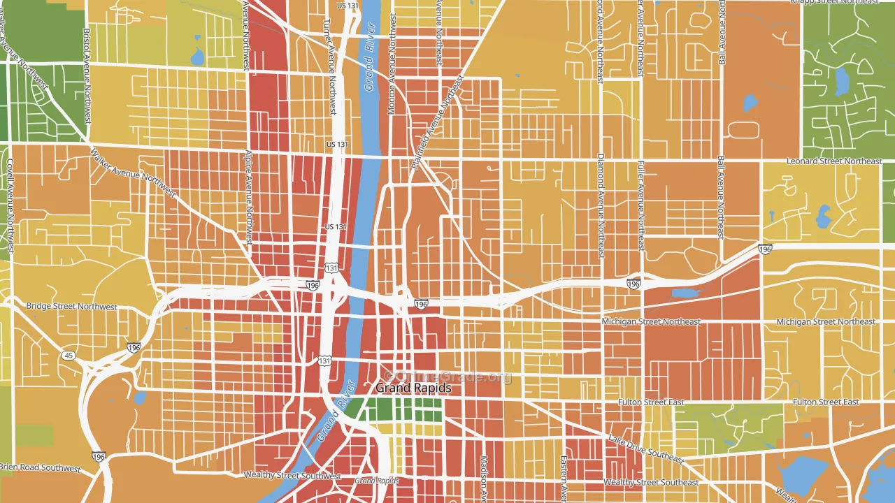 Belknap Lookout, Grand Rapids, MI Map of Theft Rates