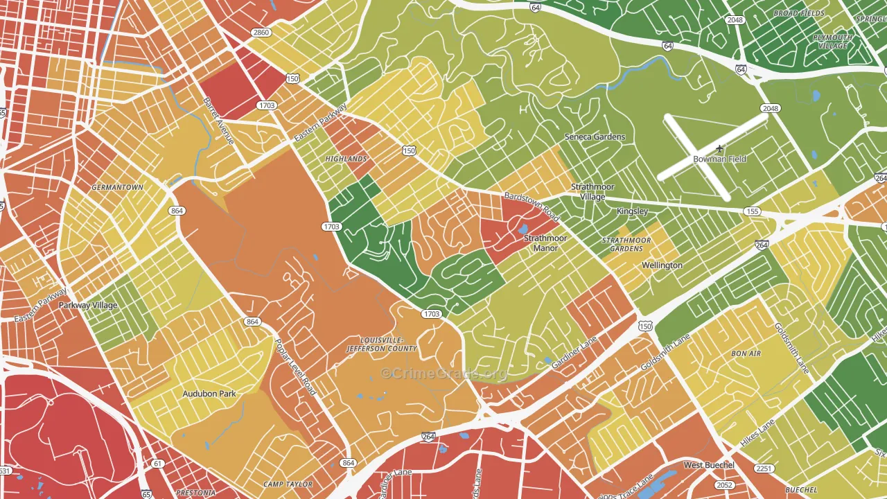 Belknap, Louisville, KY Map of Theft Rates