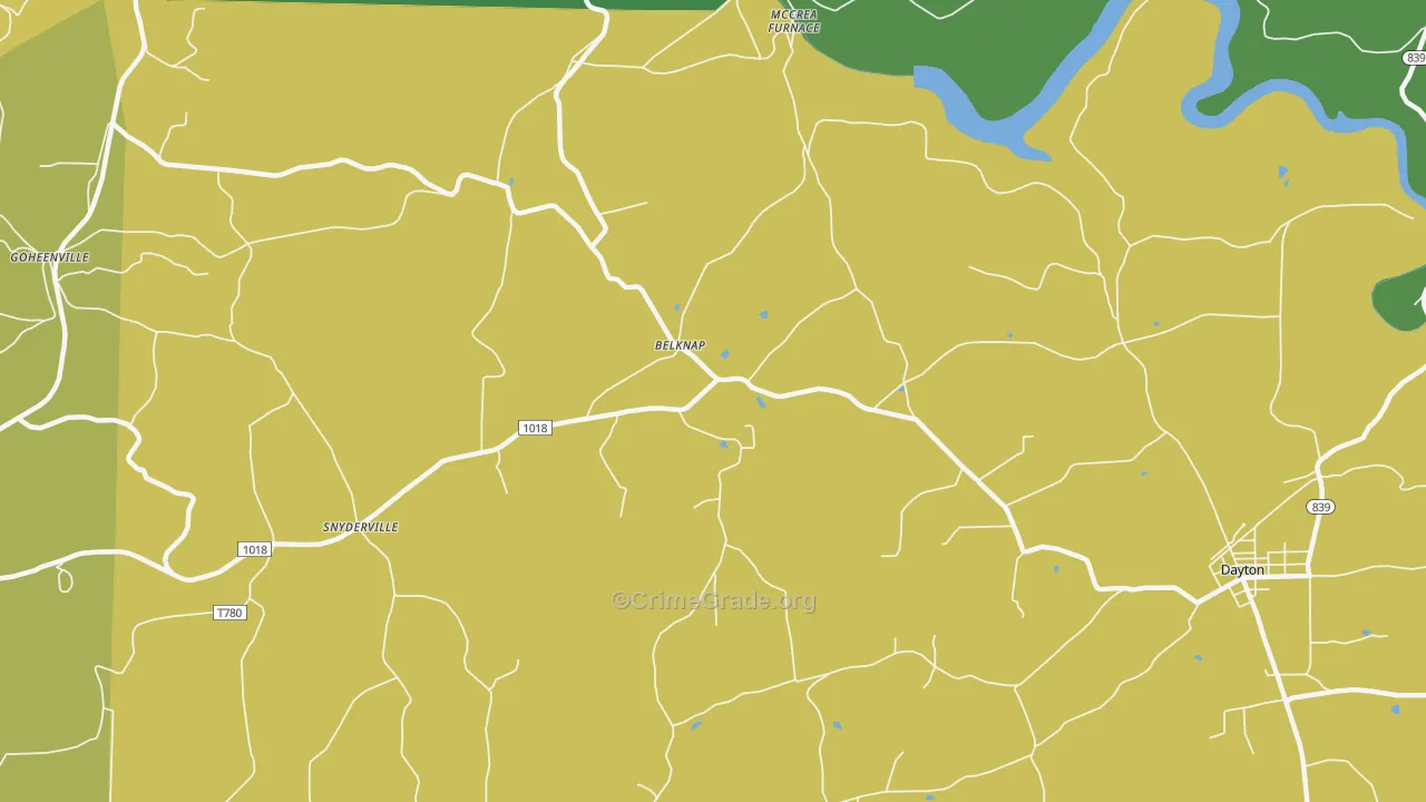 Belknap, PA Map of Theft Rates