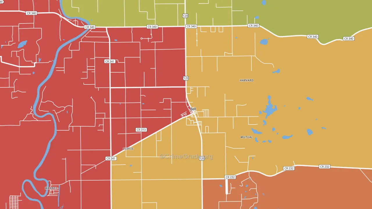 Bell, FL Map of Theft Rates