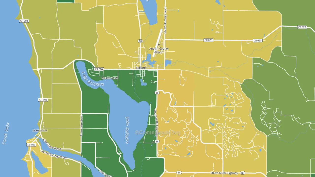 Bellaire, MI Map of Theft Rates