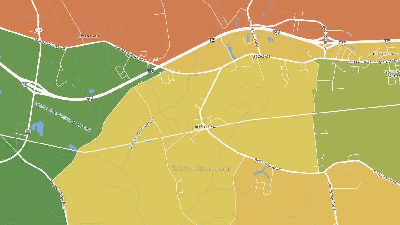 Bellarthur, NC Map of Theft Rates