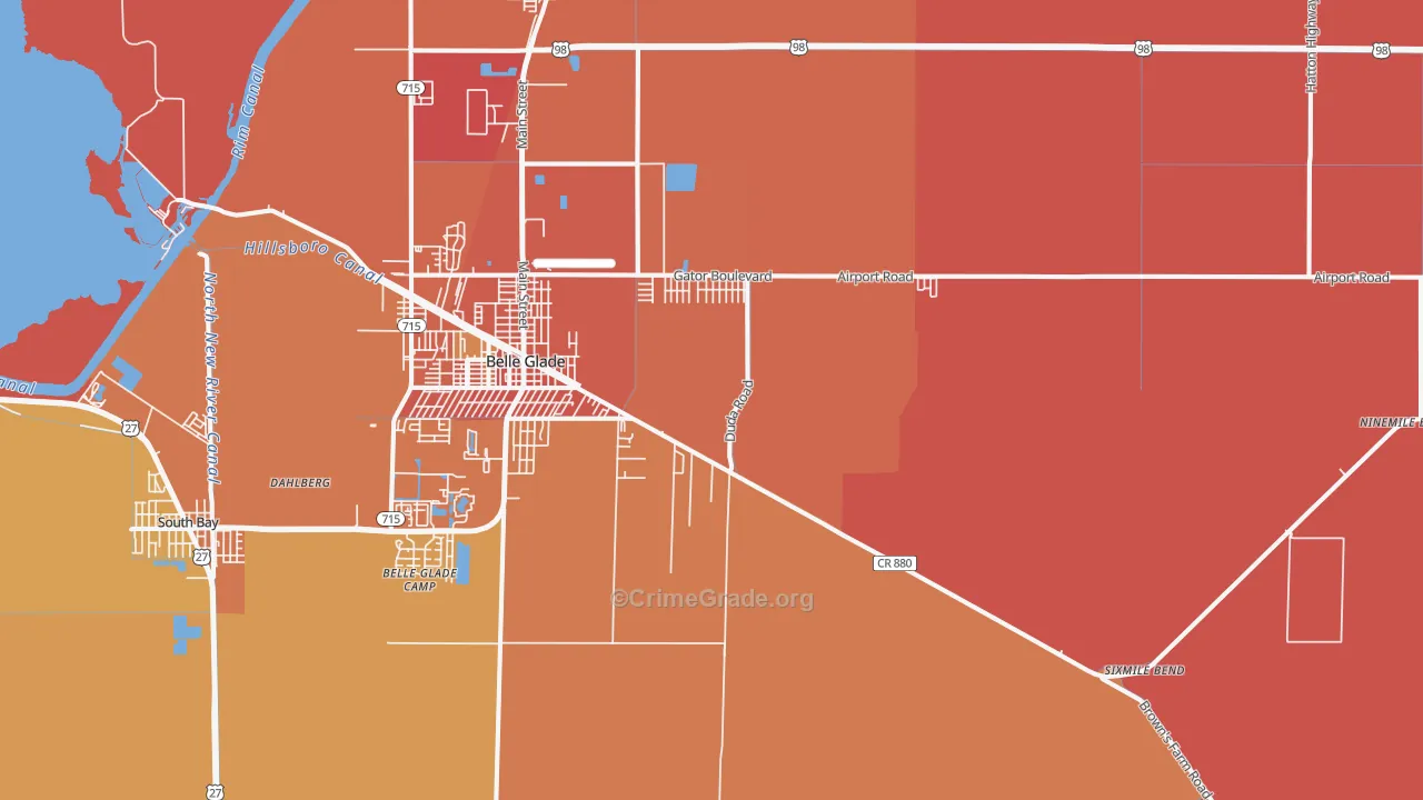 Belle Glade Camp, FL Map of Theft Rates