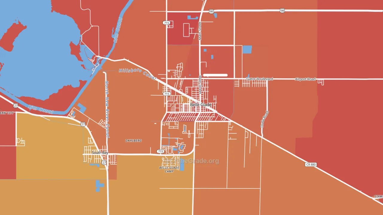 Belle Glade, FL Map of Theft Rates