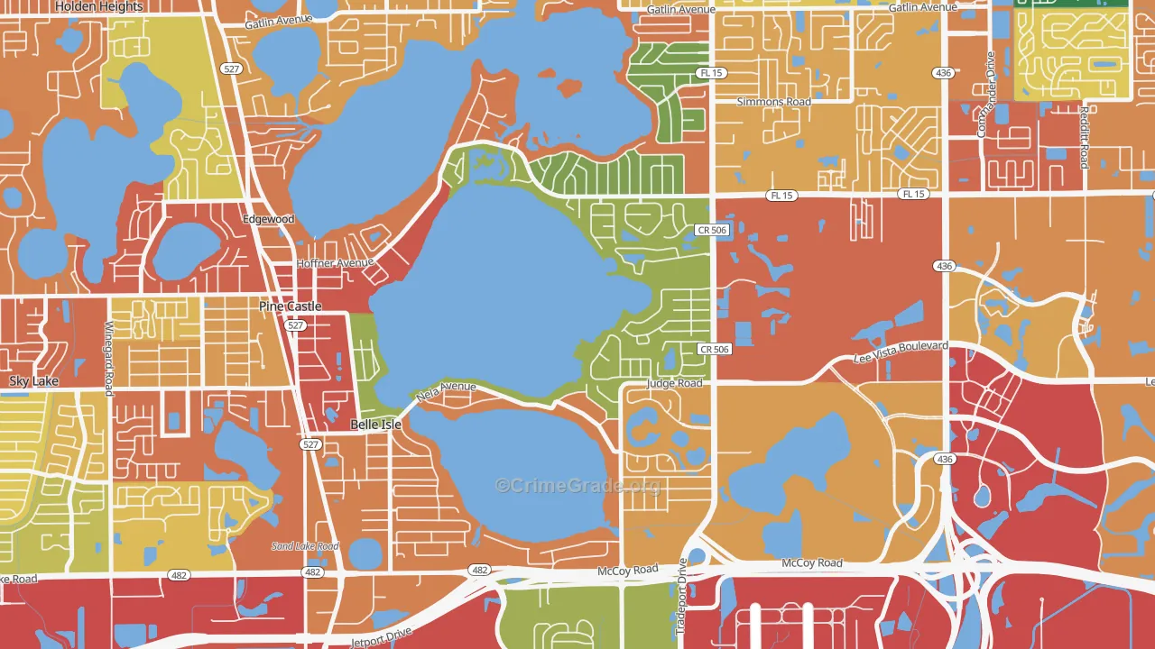 Belle Isle, FL Map of Theft Rates