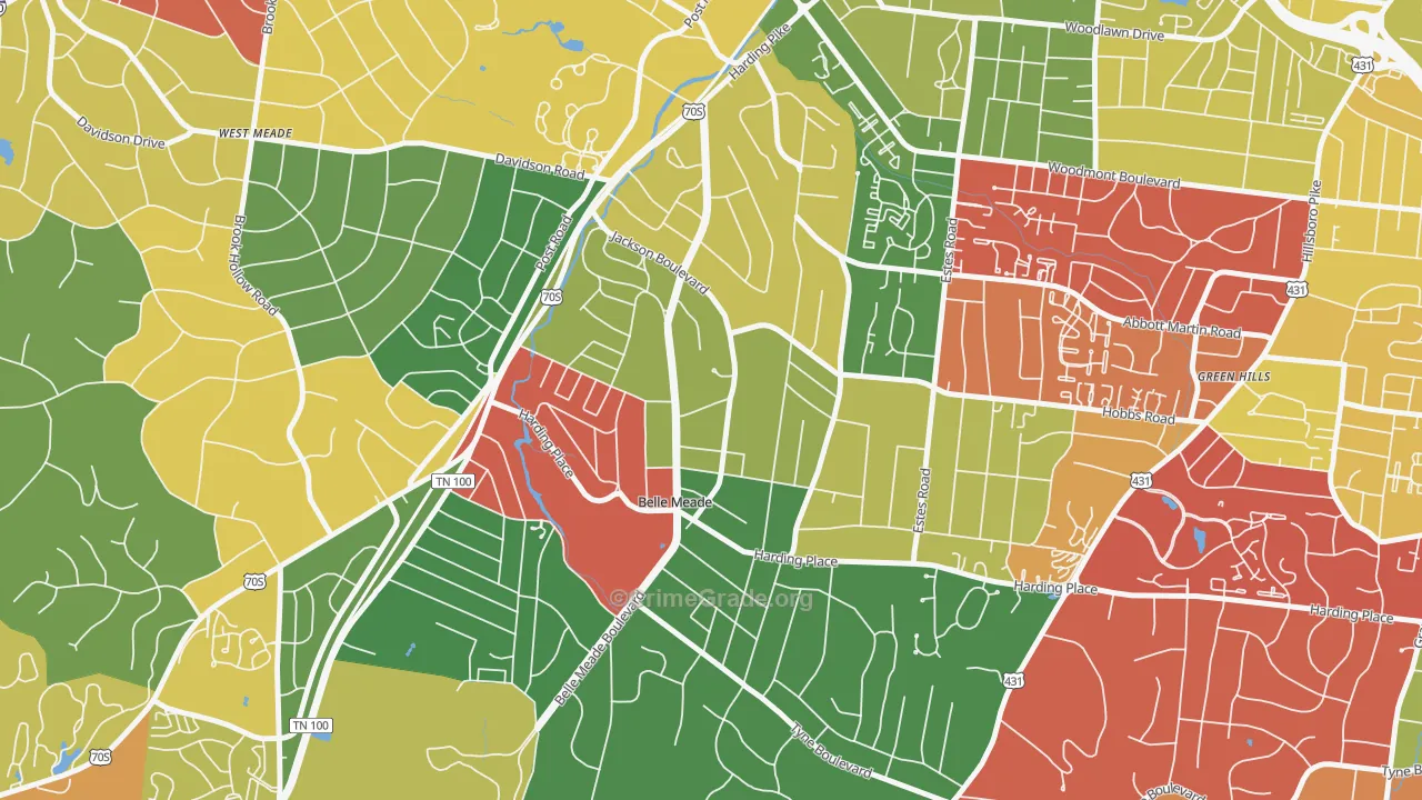 Belle Meade, TN Map of Theft Rates